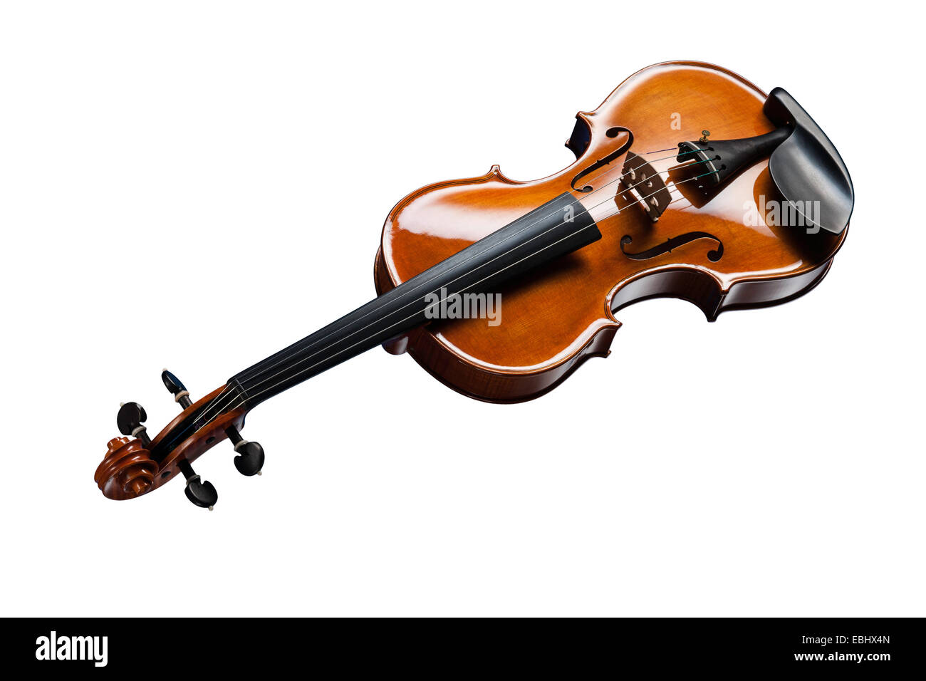 Instrument de musique, violon sur fond blanc Banque D'Images