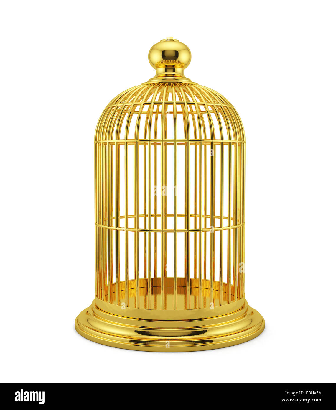 3D render of golden cage cage isolé sur fond blanc Banque D'Images