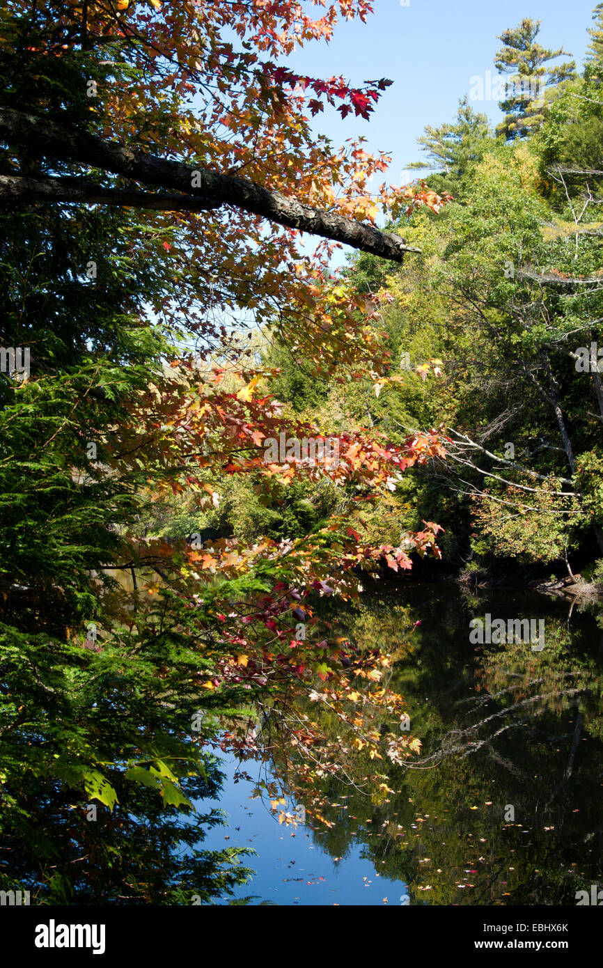 Rivière eau scène lac montagnes Adirondack dans l'automne l'automne de l'année. Banque D'Images