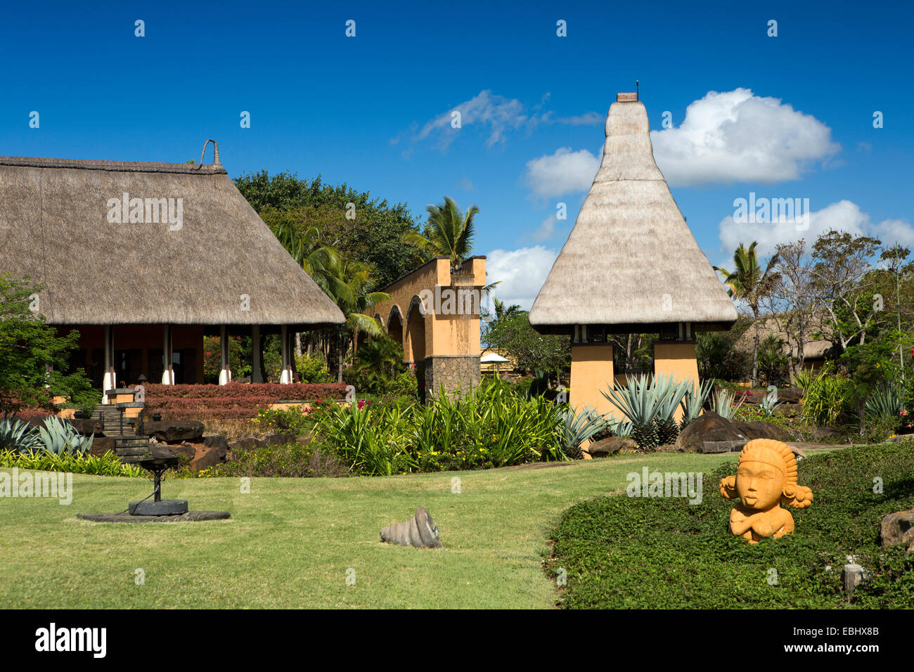 L'Ile Maurice, à Pointe aux Piments, Turtle Bay, Oberoi Resort garden Banque D'Images