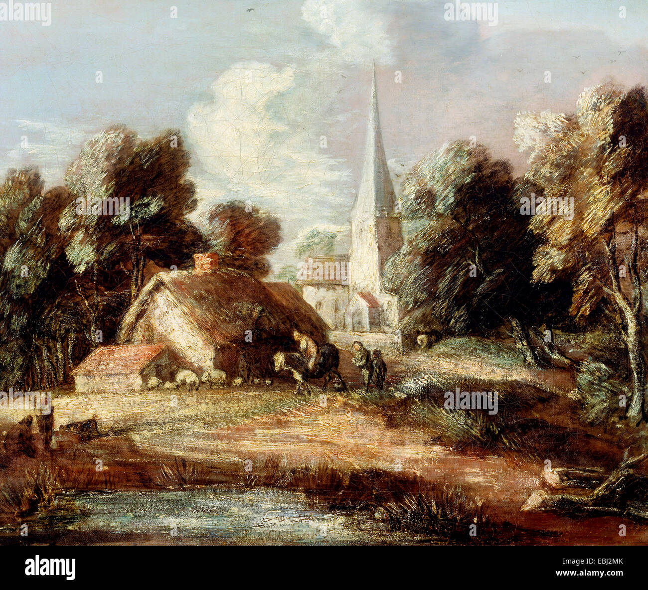 Thomas Gainsborough, Paysage avec Cottage et l'Église. Circa 1771-1772. Huile sur toile. Yale Center for British Art, New Haven, Banque D'Images