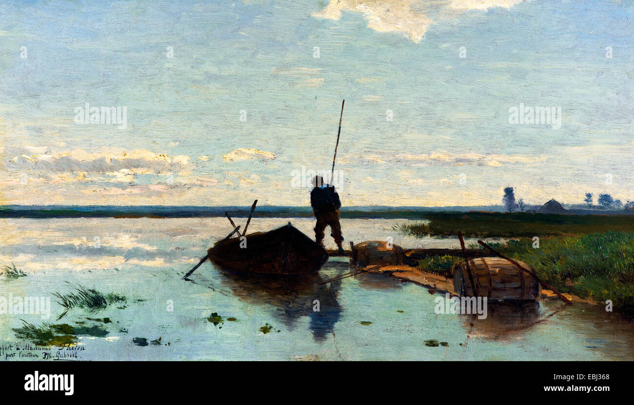Paul Gabriel, paysage de polders. Circa 1880-1882. Huile sur panneau. Gemeentemuseum Den Haag, La Haye, Pays-Bas. Banque D'Images