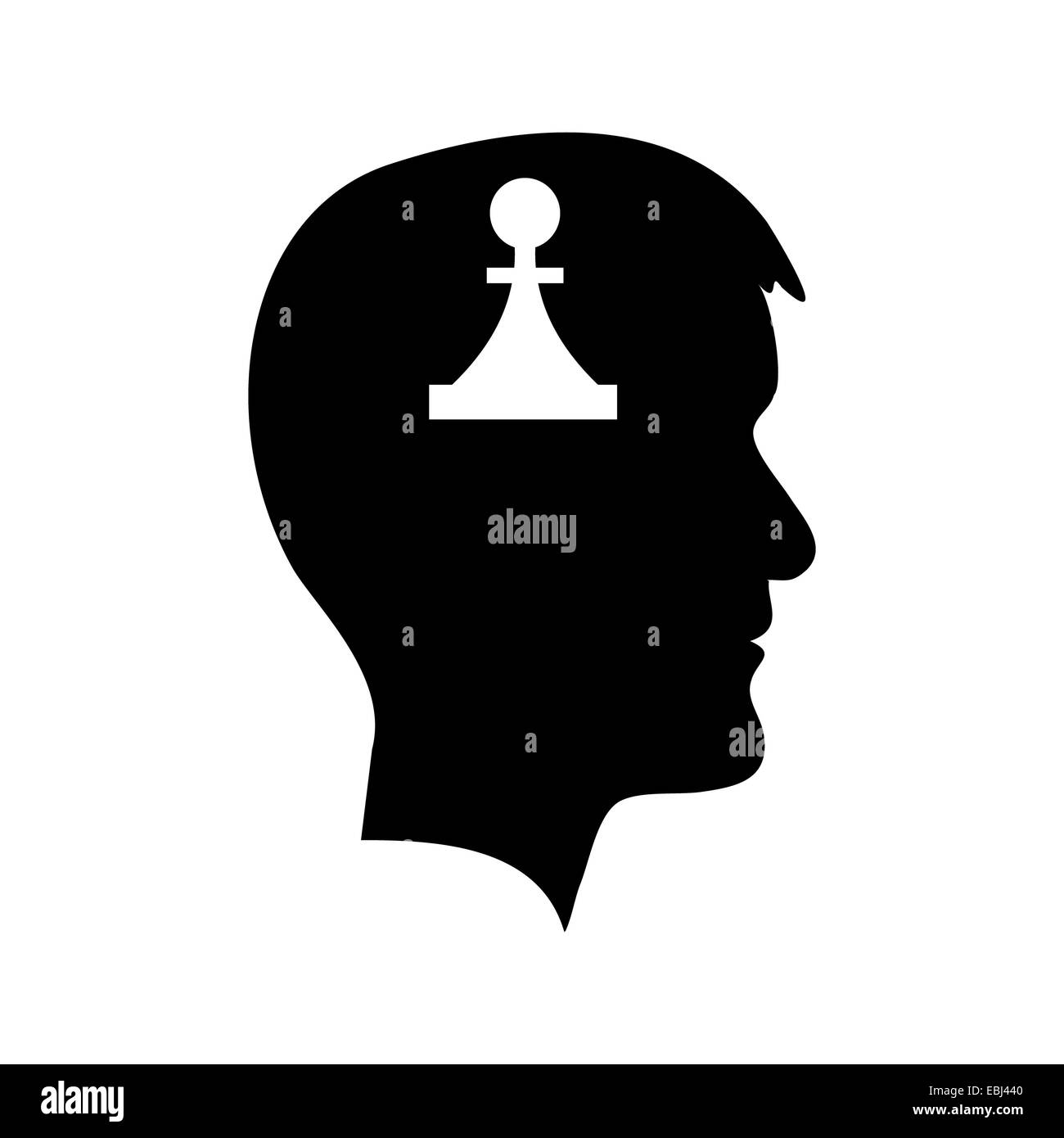 Tête d'homme avec pièce Banque D'Images