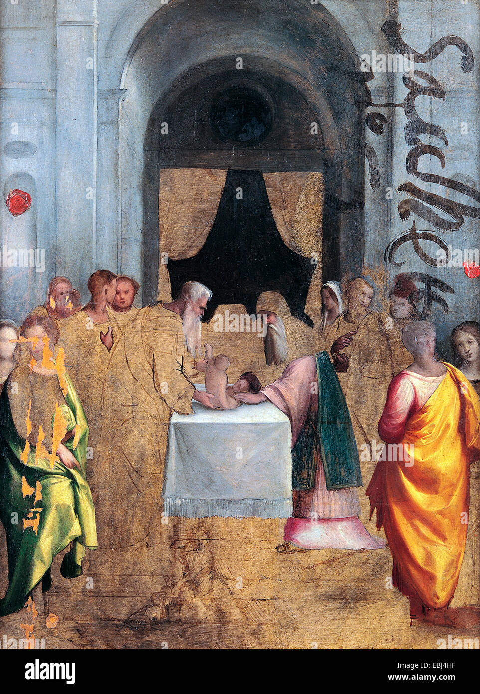 Benvenuto Tisi, Présentation au Temple. Circa 1510-1540. Huile sur bois. Les musées du Capitole, Rome, Italie. Banque D'Images