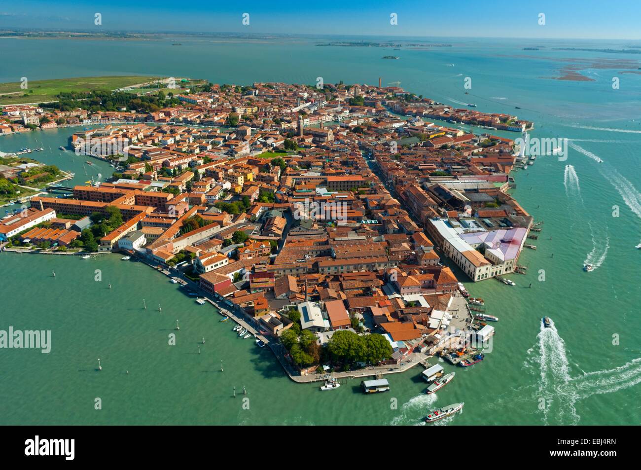 Vue aérienne de l'île de Murano, lagune de Venise, Italie, Europe Banque D'Images