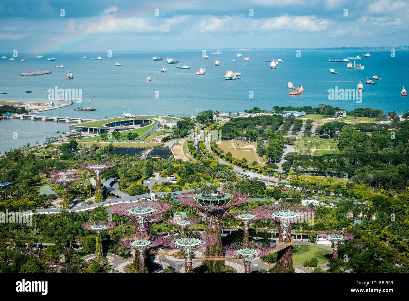 Jardin près de la baie de la ville de Singapour Banque D'Images