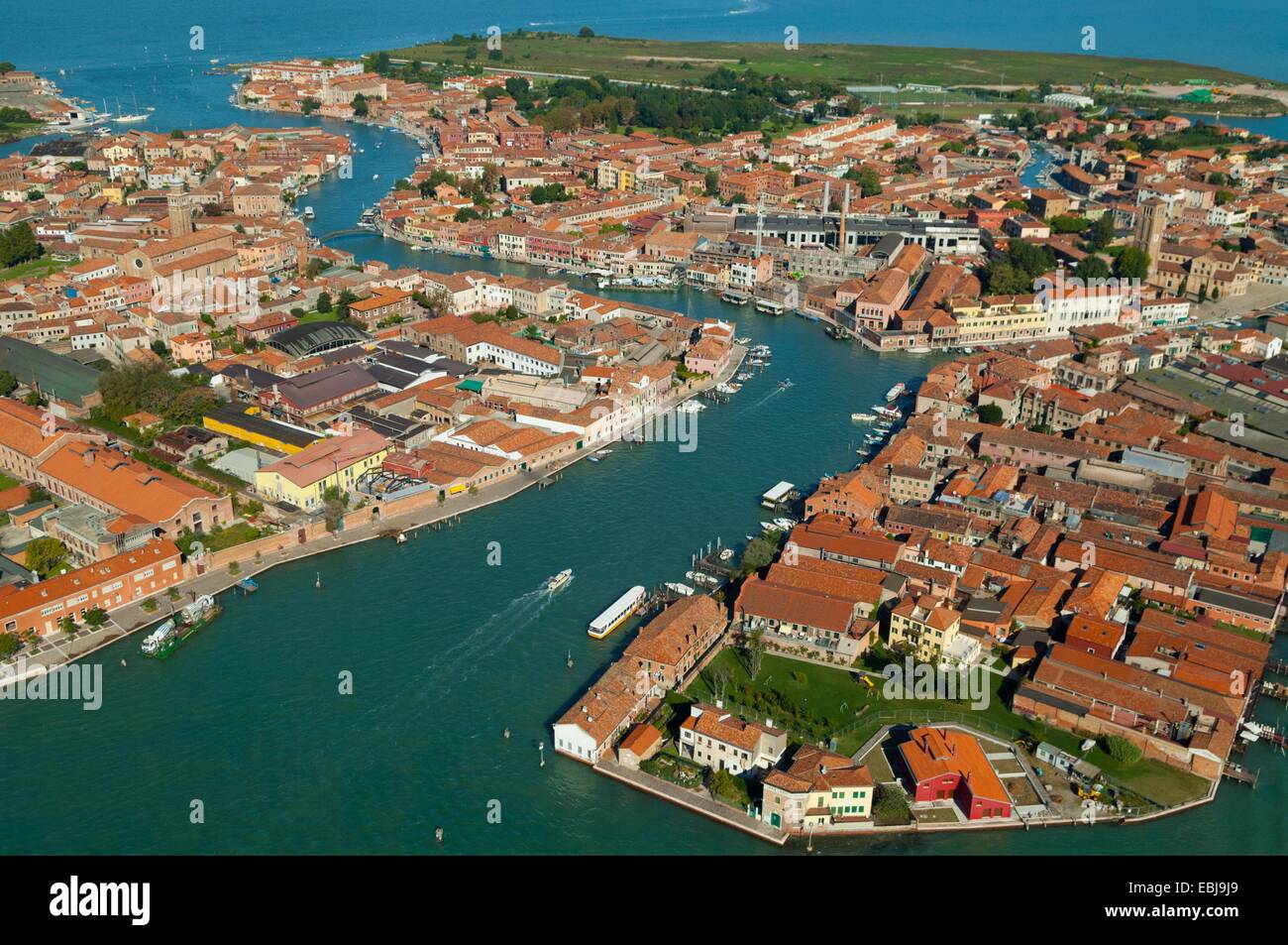 Vue aérienne de l'île de Murano, lagune de Venise, Italie, Europe Banque D'Images