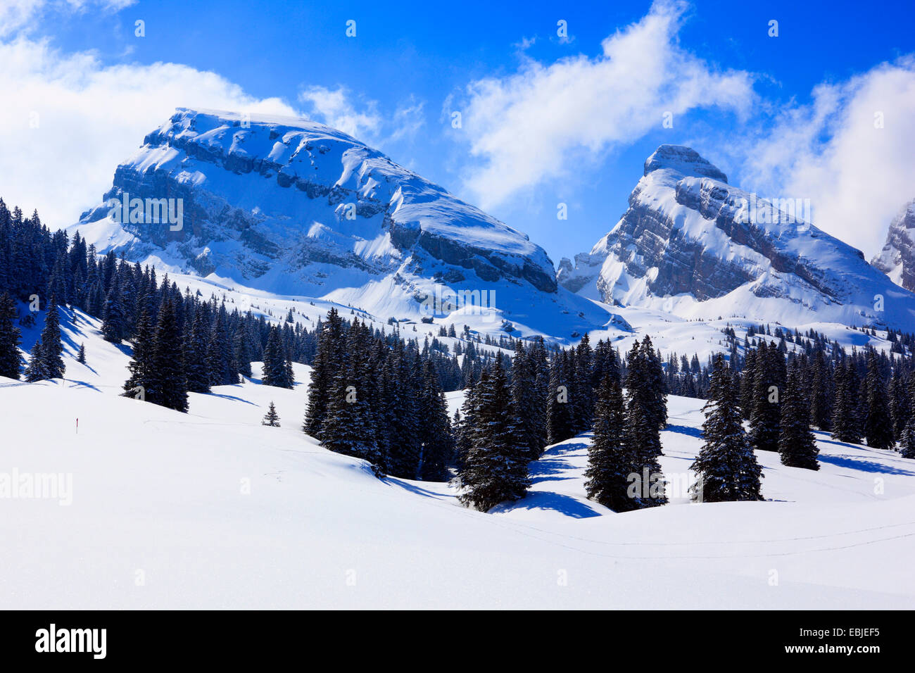 Chaîne de montagnes de Churfirsten en hiver, Suisse, Danemark Banque D'Images