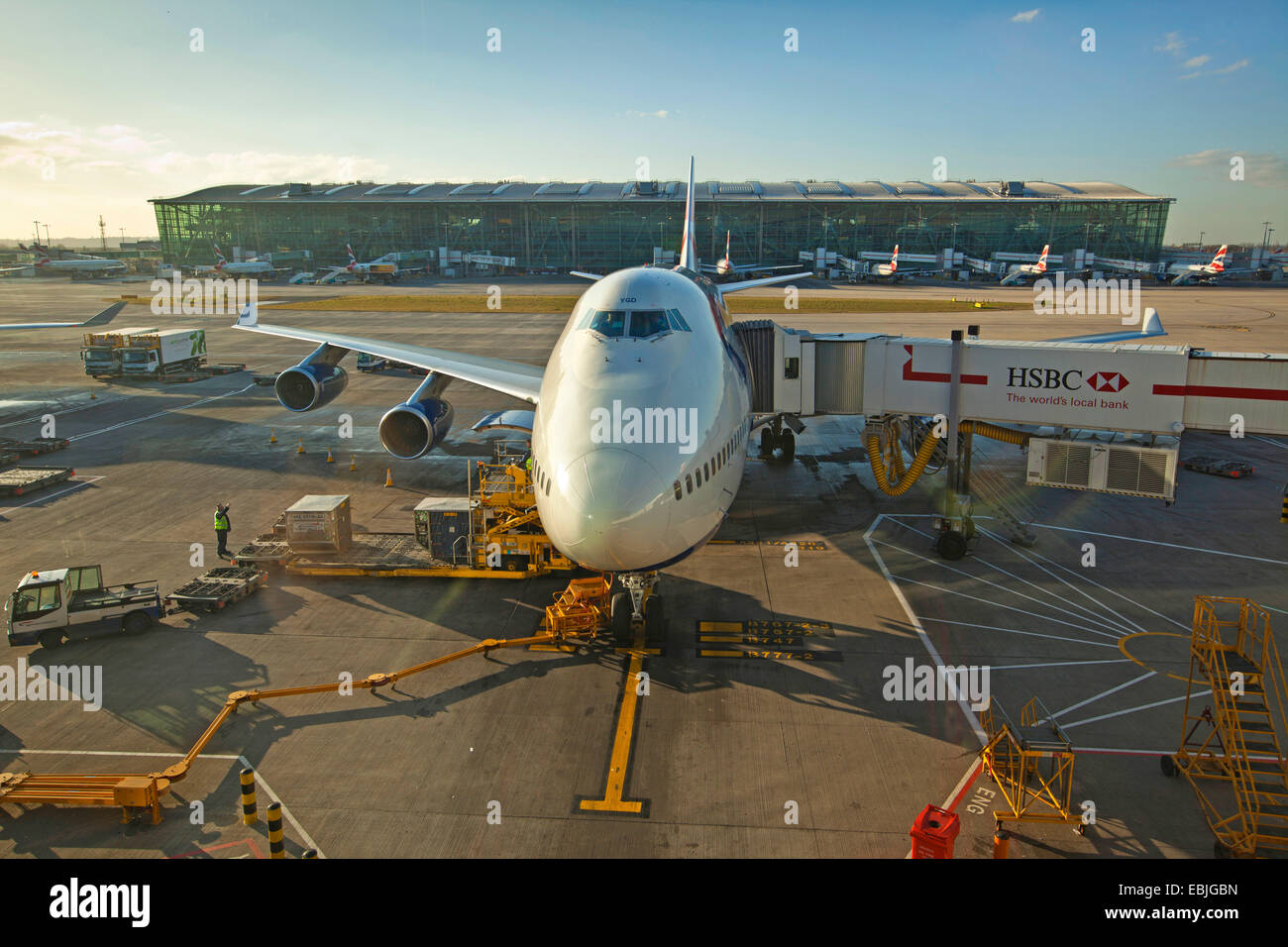 Préparation pour le décollage d'un Boeing 747 Banque D'Images