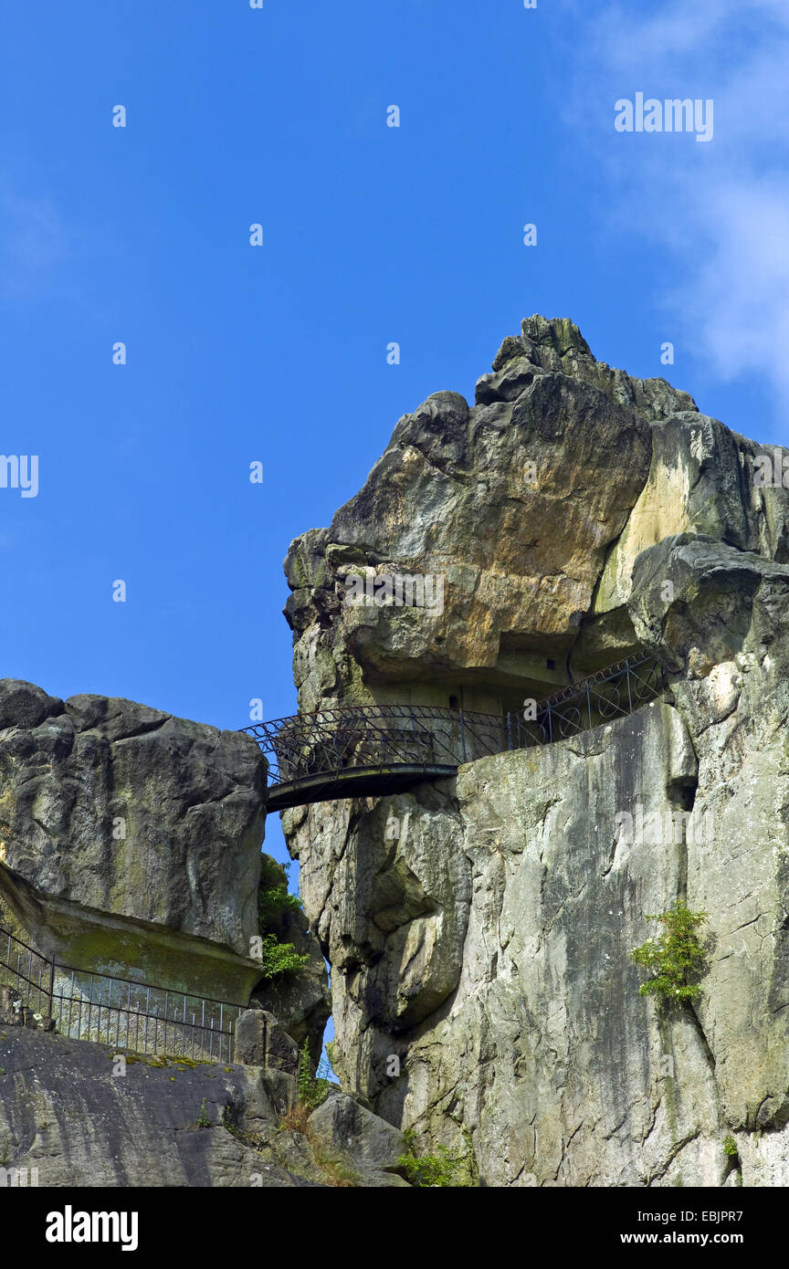 Externsteine rock, pilier, l'Allemagne, en Rhénanie du Nord-Westphalie, de Teutoburg Banque D'Images