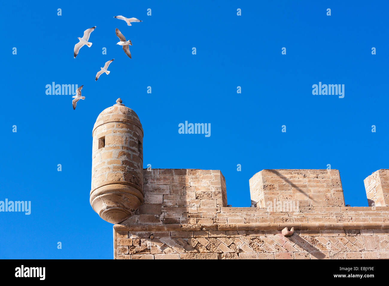 Coin de la tour, le Maroc, Essaouira Banque D'Images