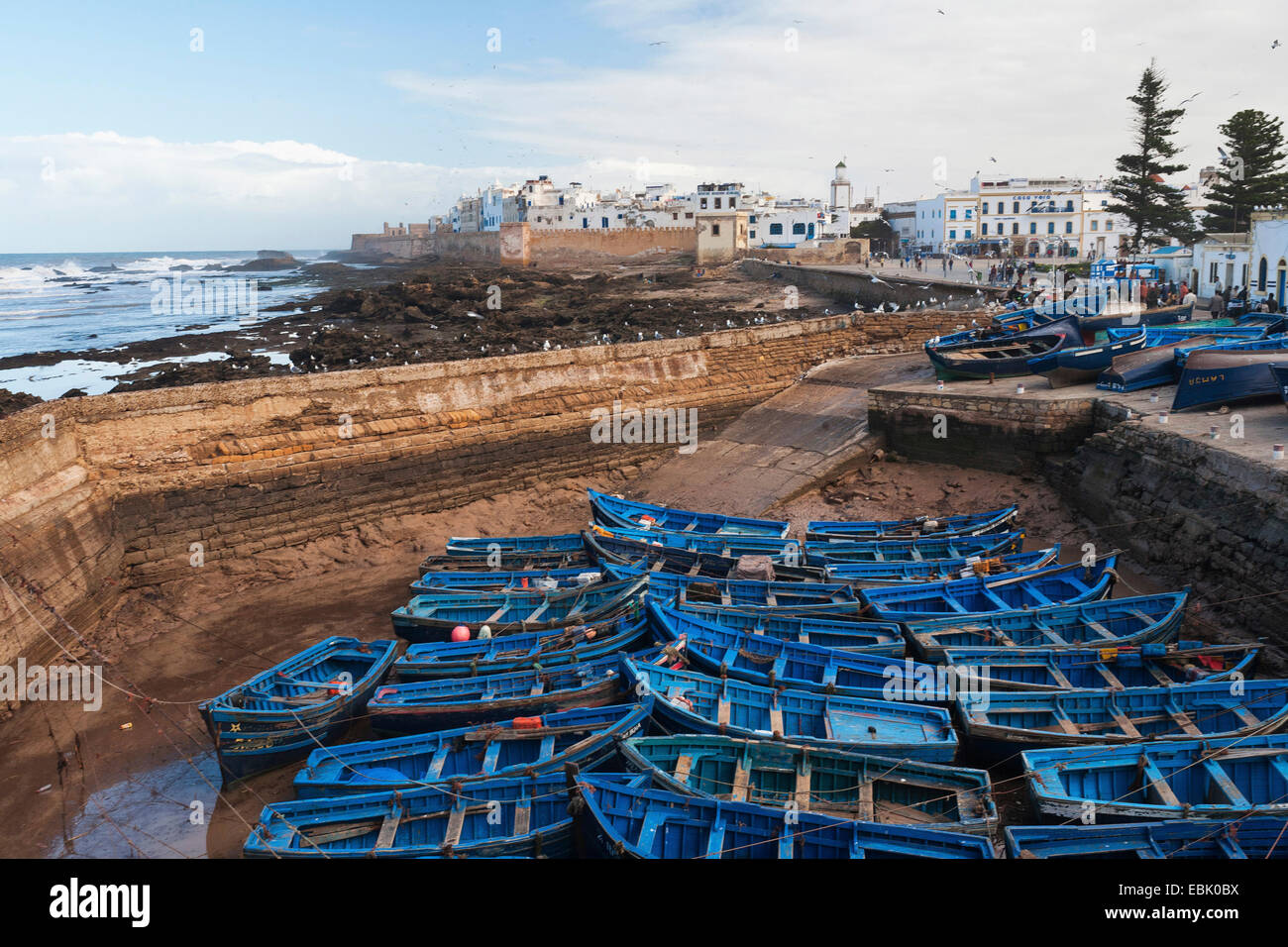 Bateaux de pêche dans le port, le Maroc, Essaouira Banque D'Images