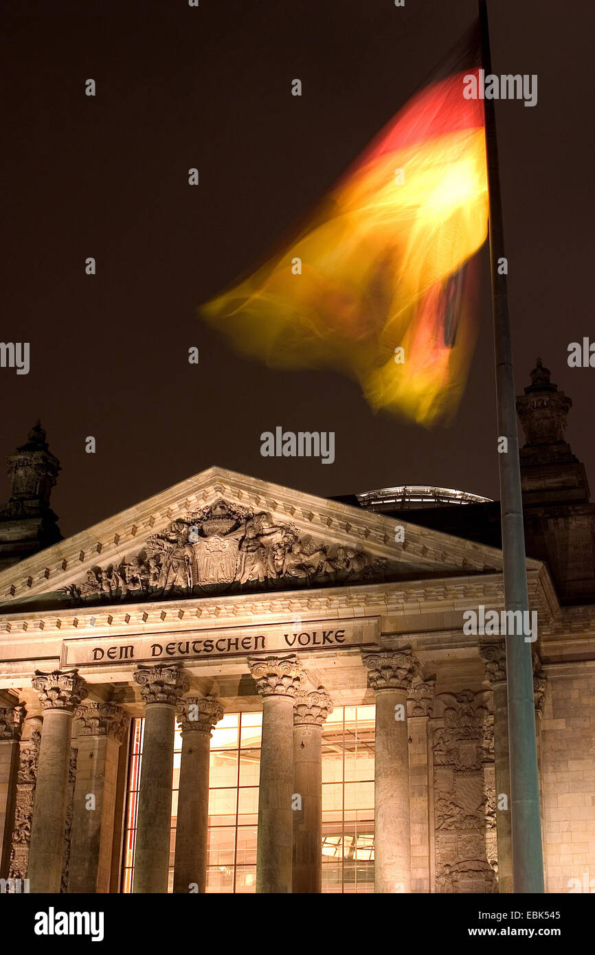 Bâtiment du Reichstag, dans la nuit, l'Allemagne, Berlin Banque D'Images