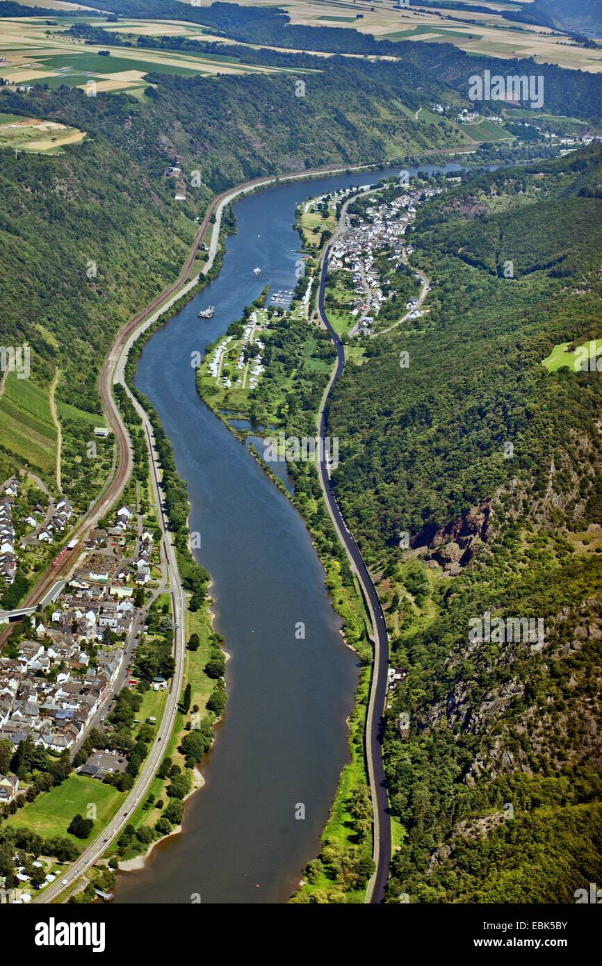 Vallée de la moselle entre Moselkern und Burgen, Allemagne, Rhénanie-Palatinat Banque D'Images