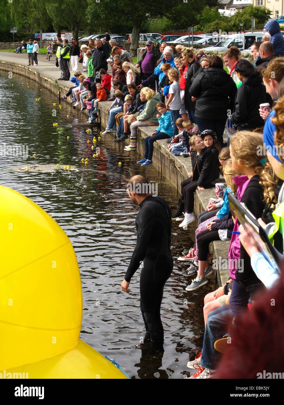 La course de canards en caoutchouc charité River Teith Callander Ecosse Banque D'Images