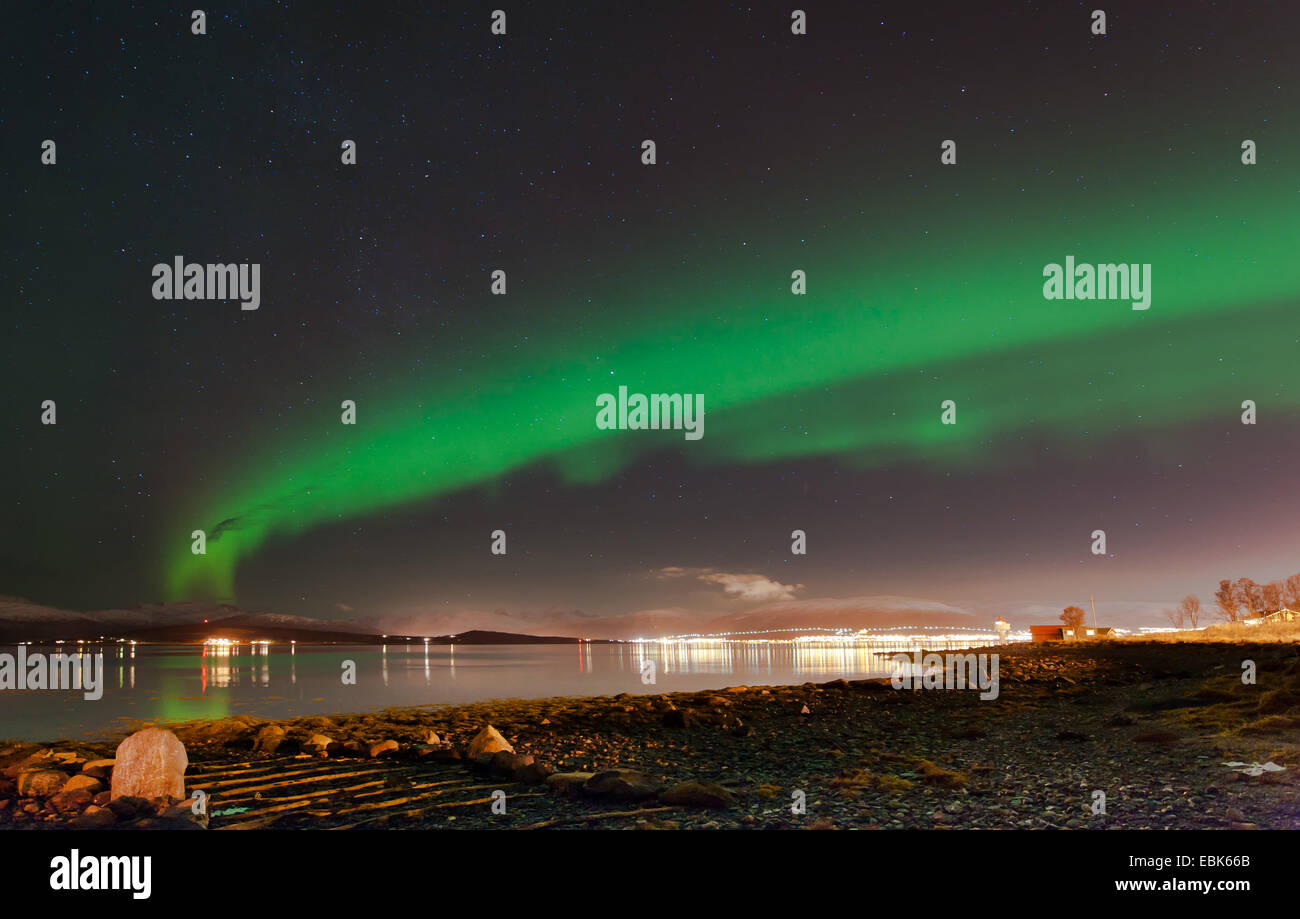 Arc de northern lights, Norvège, Troms, Tromsoe Banque D'Images