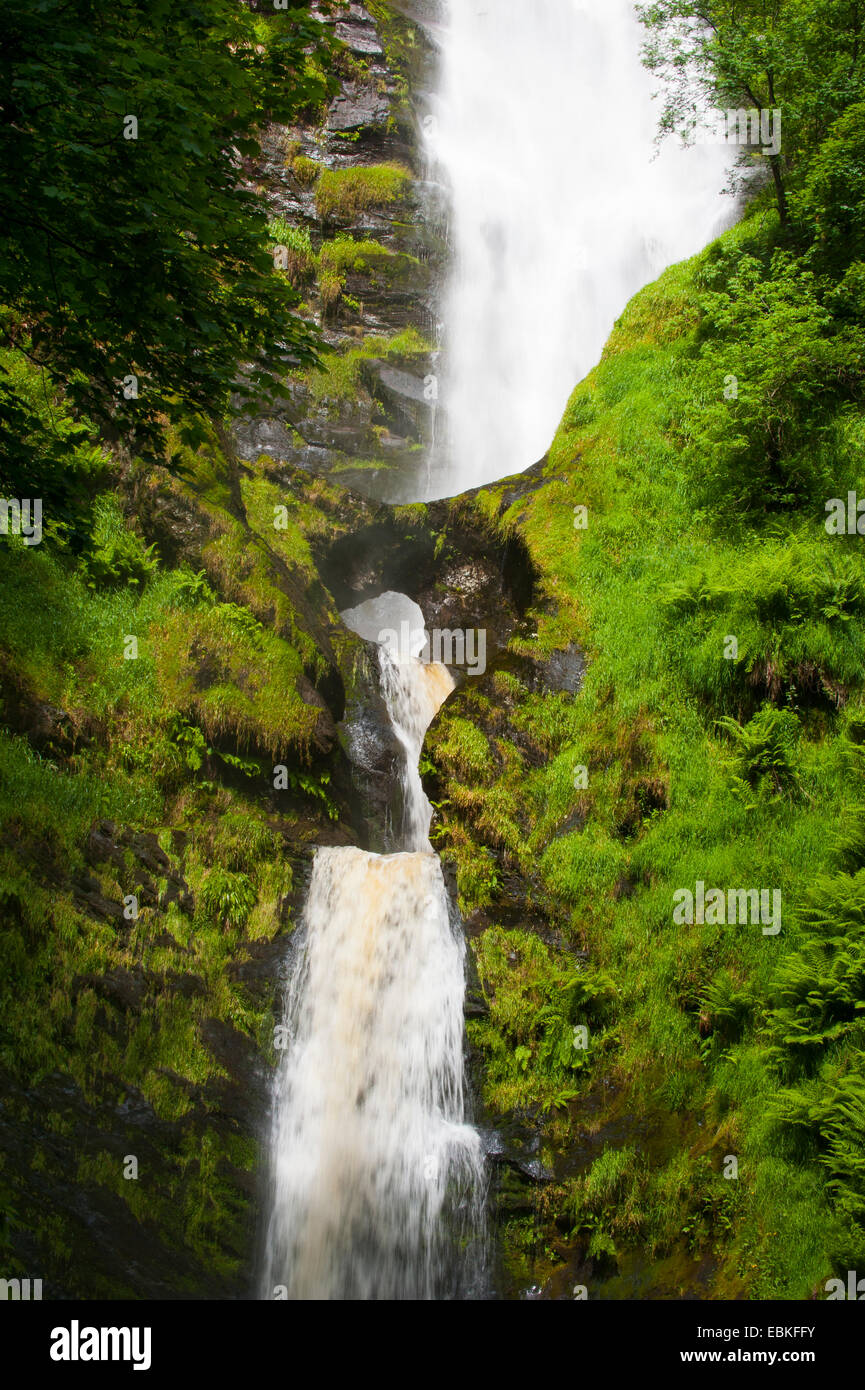 Pistyll Rhaeadr cascade, Powys, Pays de Galles. Banque D'Images