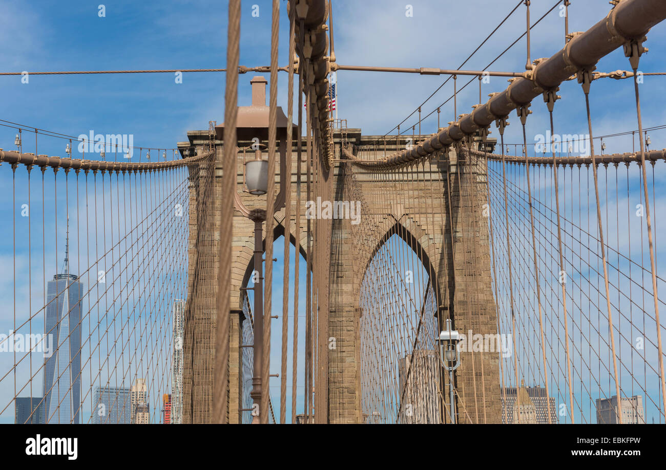 USA, New York State, New York, Vue du pont de Brooklyn Banque D'Images