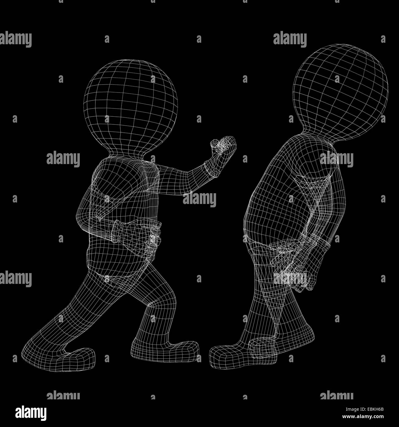 Deux hommes en fil de fer en combat singulier Banque D'Images