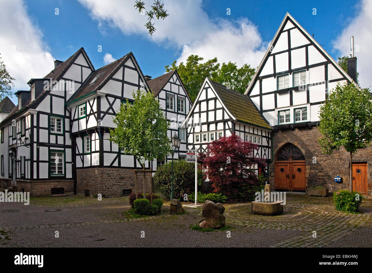 Maisons à colombages 'Five-Gable-Corner', l'Allemagne, en Rhénanie du Nord-Westphalie, Ruhr, Wetter/Ruhr Banque D'Images