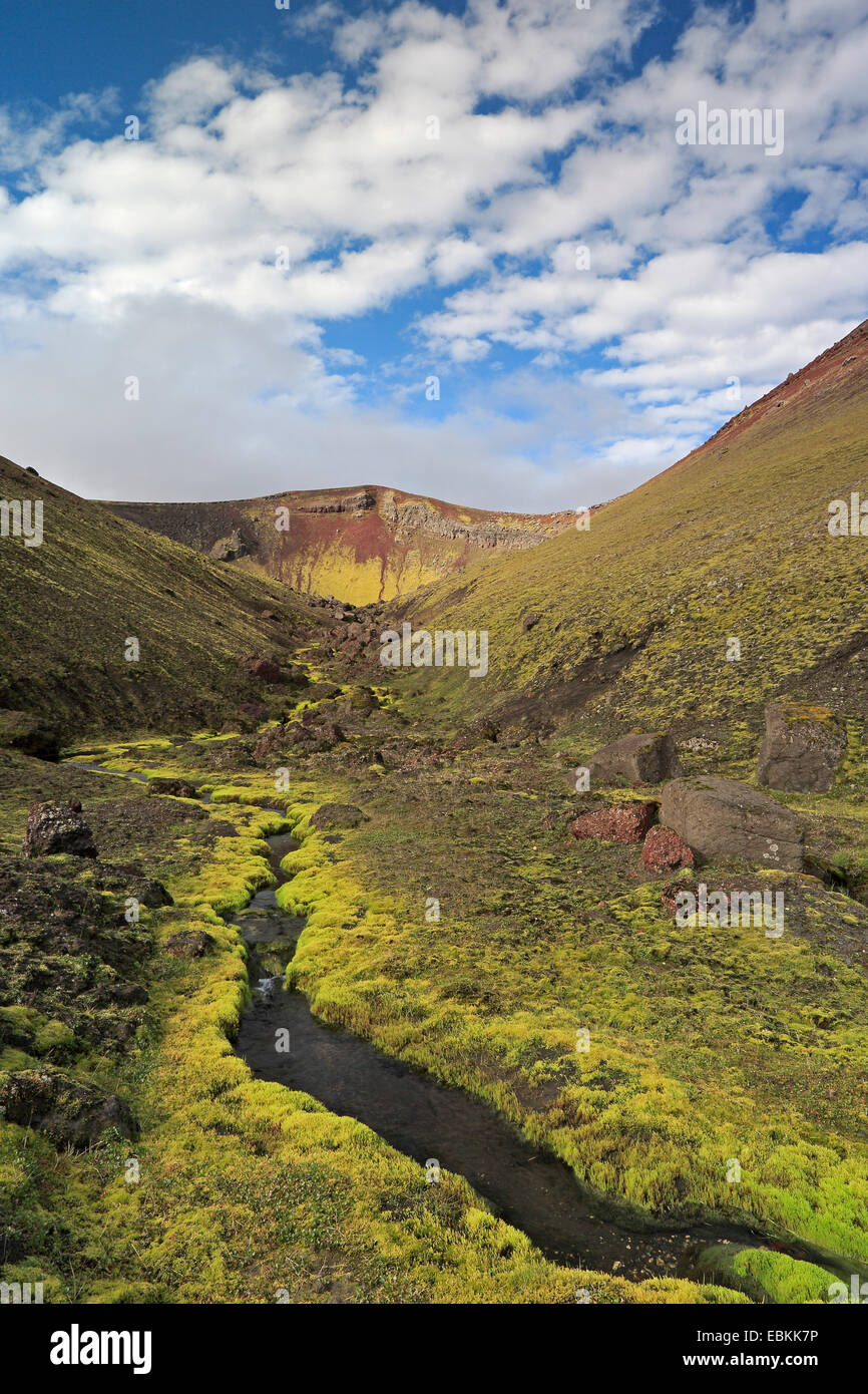 Paysage près de la Réserve Naturelle de Fjallabak Cascade Rouge l'Islande Banque D'Images