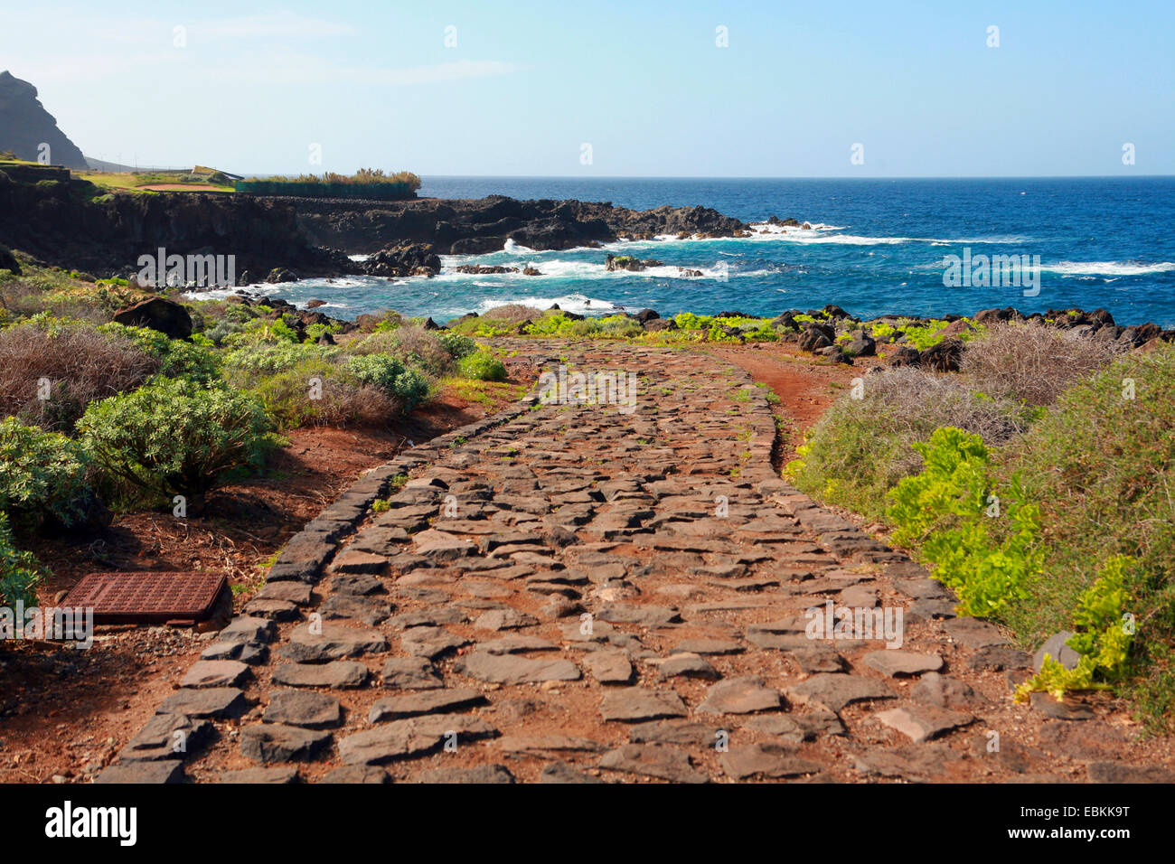 Chemin de randonnée sur la côte entre Buenavista et Playa de Las Arenas, Iles Canaries, Tenerife, Buenavista del Norte Banque D'Images