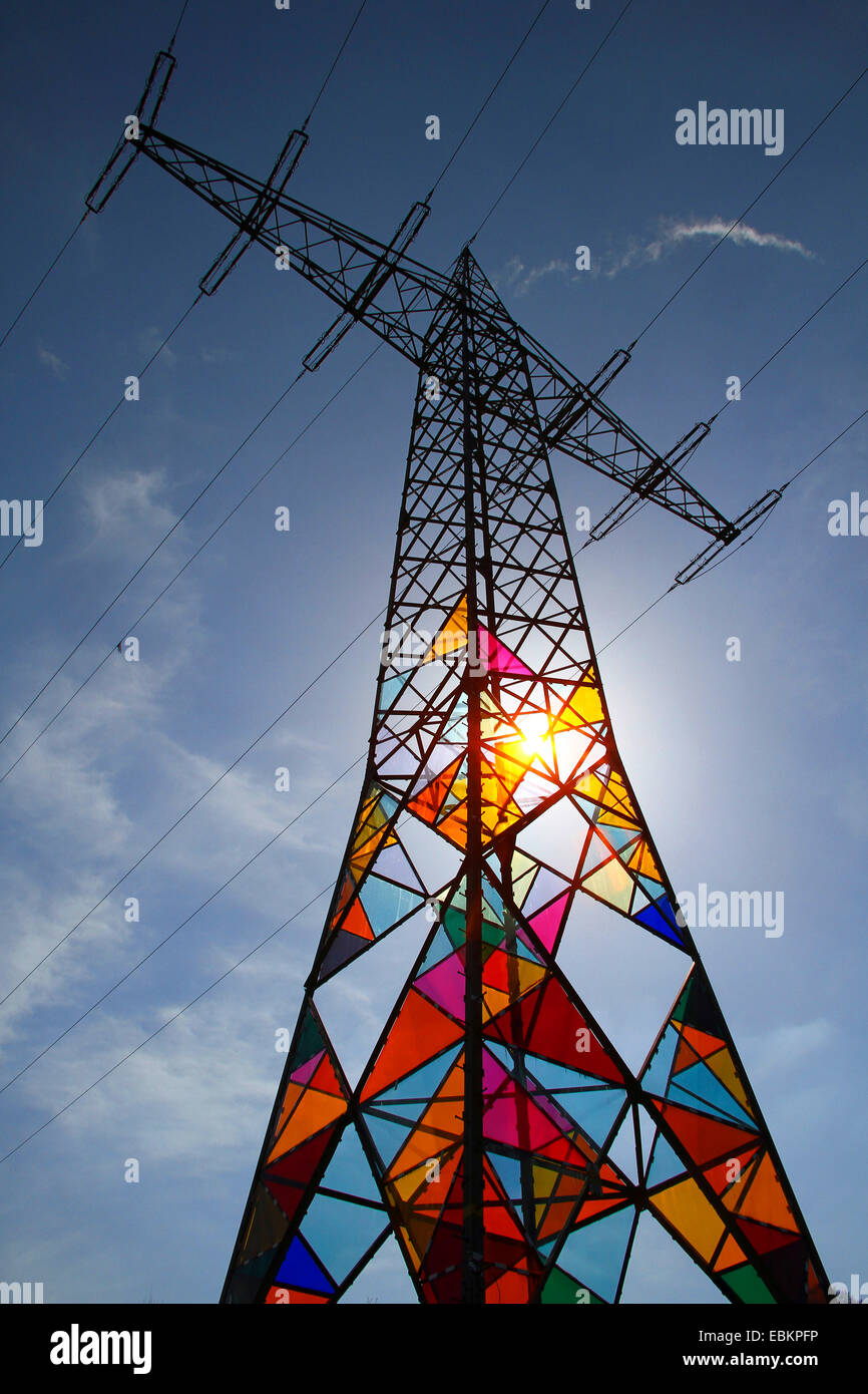 Colonne d'alimentation avec verres colorés, les travaux d'art Banque D'Images