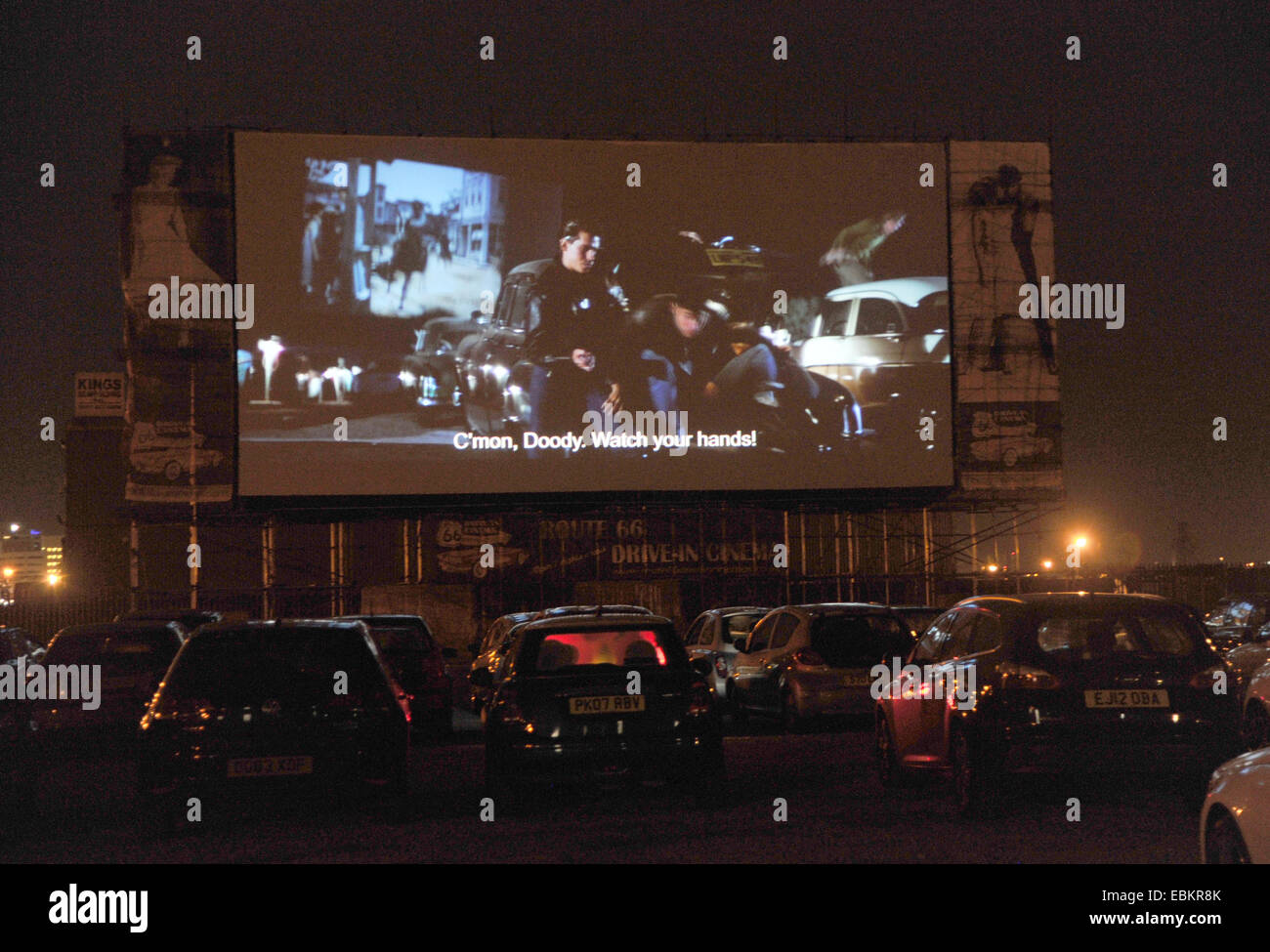 Conduire en cinéma à Liverpool, UK, montrant la graisse Banque D'Images