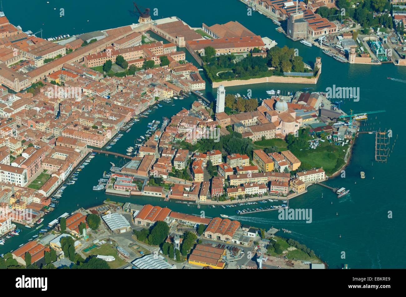 Vue aérienne de l'île de San Pietro di Castello, Venise, Italie, Europe Banque D'Images
