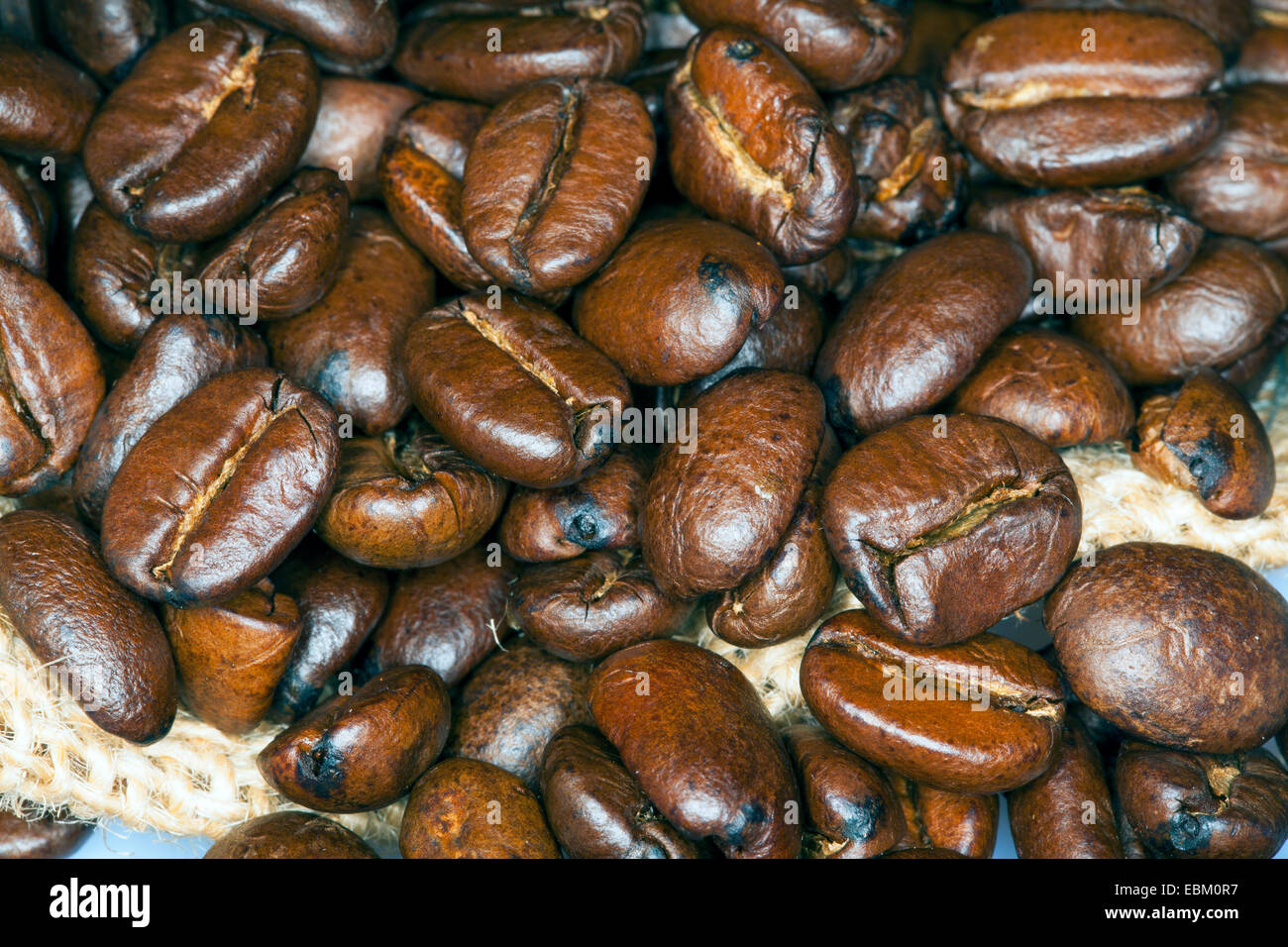 Les grains de café torréfié Banque D'Images