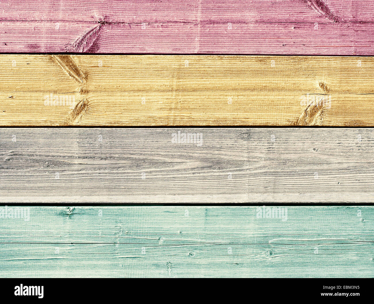 Planches en bois peint de couleur texture Banque D'Images