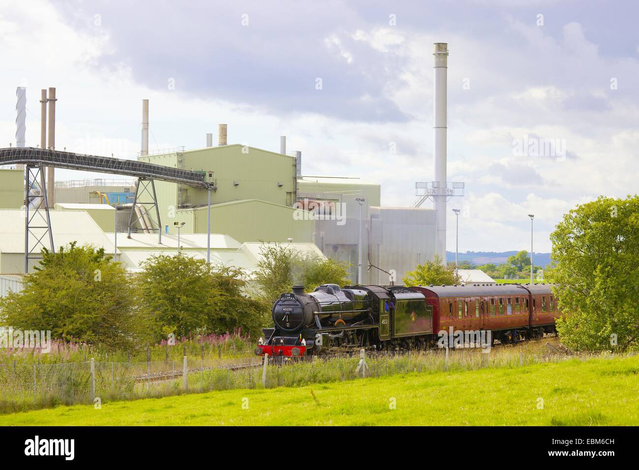 Train à vapeur passant British Gypsum, plâtre et placoplâtre. La Praz, Eden Valley, Cumbria, s'installer à Carlisle Liaisons ferroviaires Banque D'Images