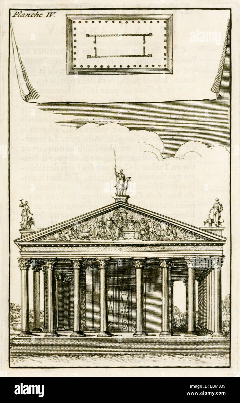 Plan pour Pseudodipteral « architecture de temple generale de Vitruve" publié en 1681. Voir la description pour plus d'informations. Banque D'Images