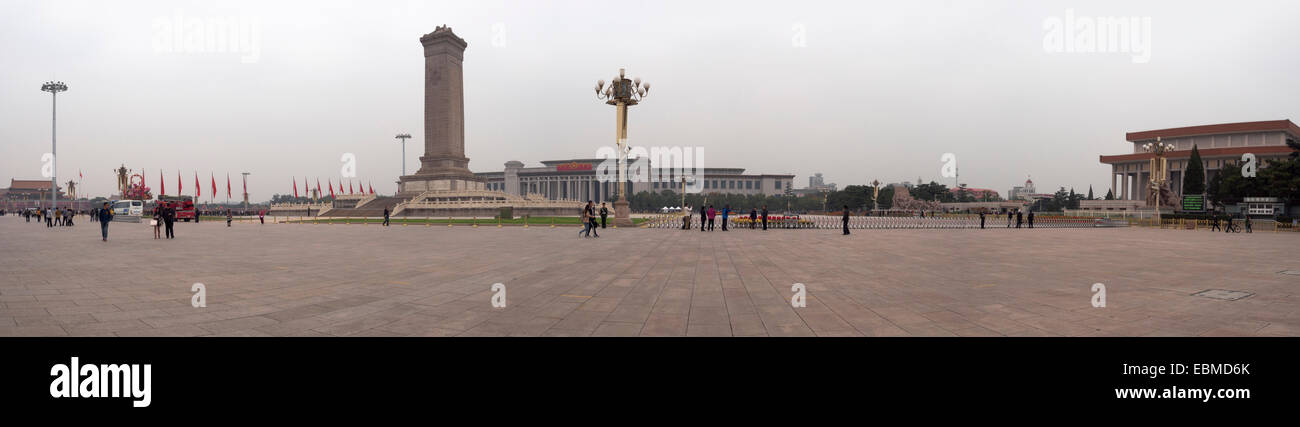 Vue panoramique de la Place Tienanmen à Pékin, Chine Banque D'Images