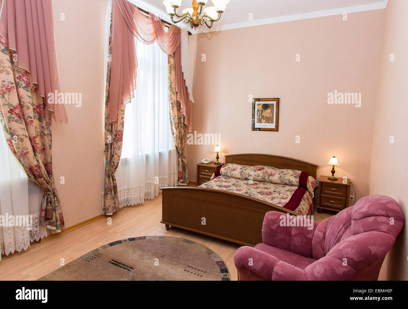 Maison moderne et design d'intérieur chambre à coucher de l'hôtel Banque D'Images