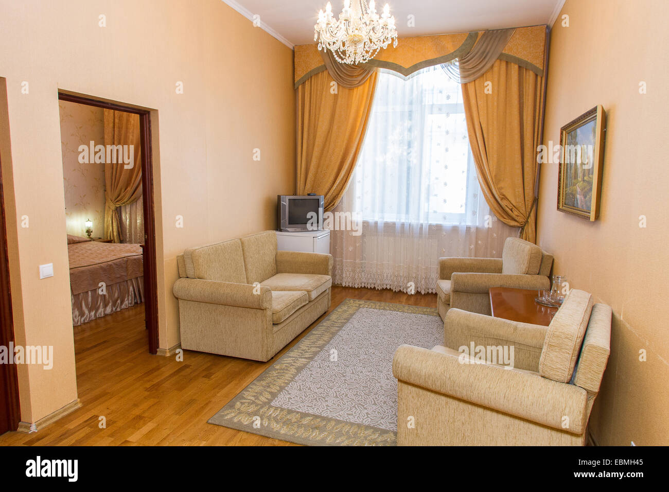 Maison moderne et design d'intérieur chambre à coucher de l'hôtel Banque D'Images