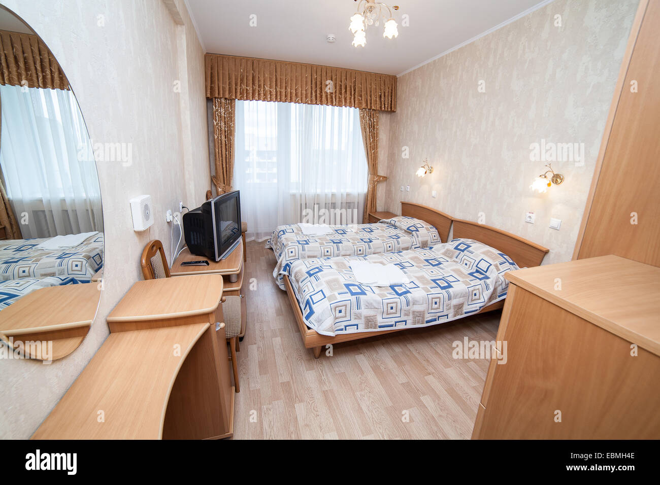 Maison moderne et design d'intérieur chambre à coucher de l'hôtel Banque D'Images