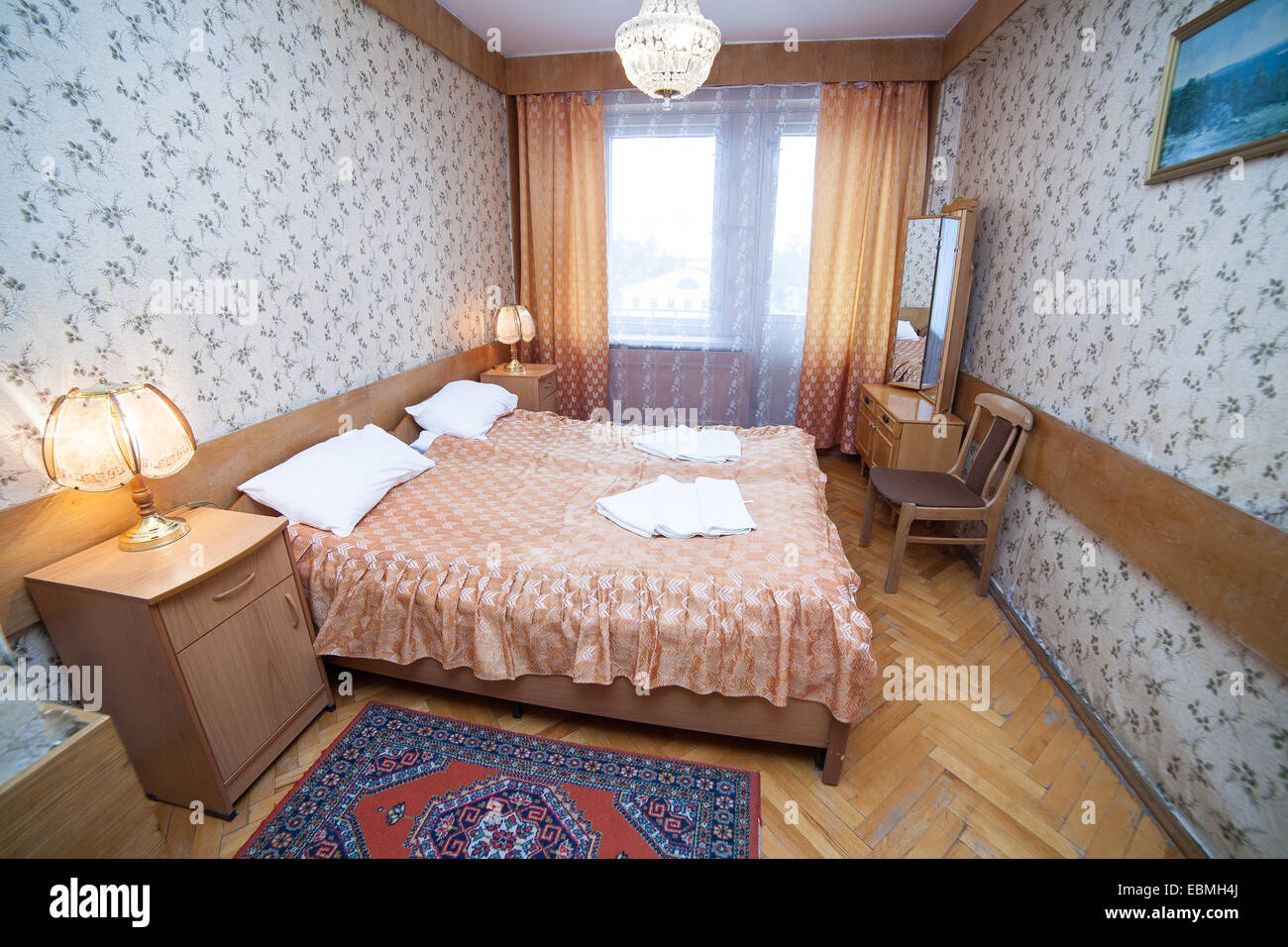 Maison moderne et design d'intérieur de l'hôtel chambre double Banque D'Images