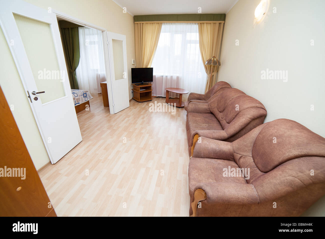 Maison moderne et design d'intérieur chambre à coucher de l'hôtel Banque D'Images