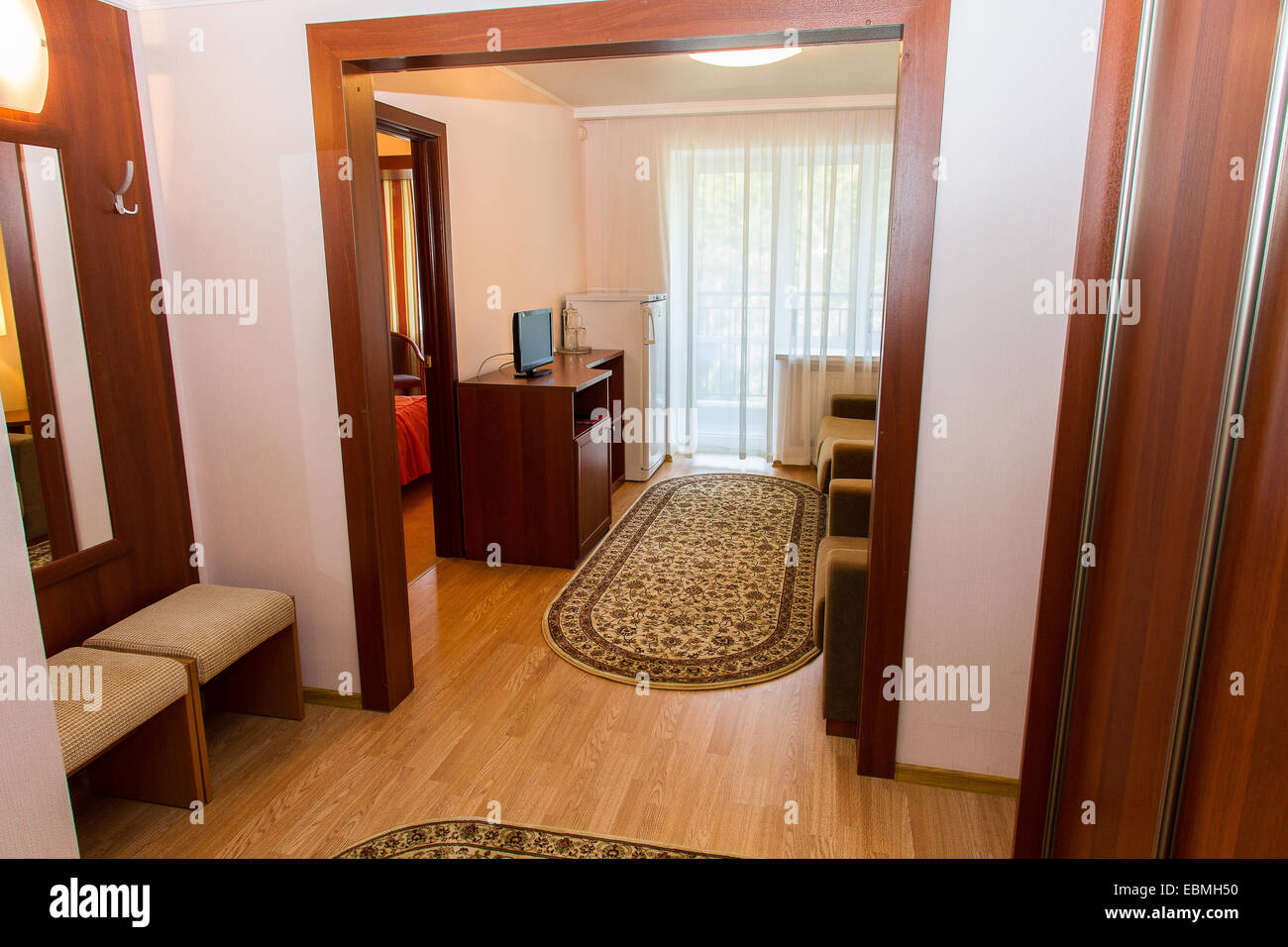 Maison moderne et design d'intérieur chambre à coucher de l'hôtel Banque D'Images