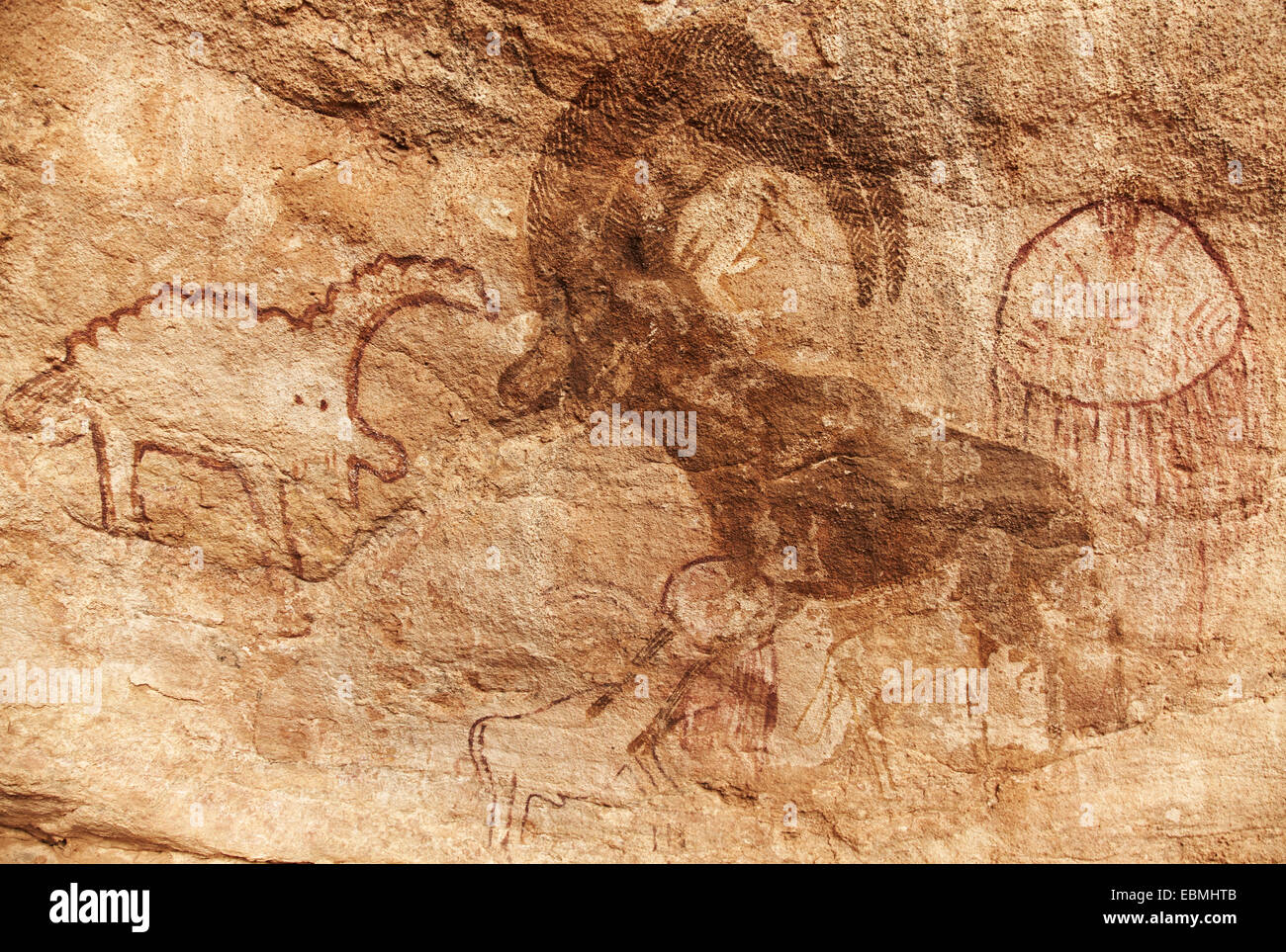 Célèbres peintures rupestres préhistoriques de Tassili N'Ajjer, Algérie Banque D'Images