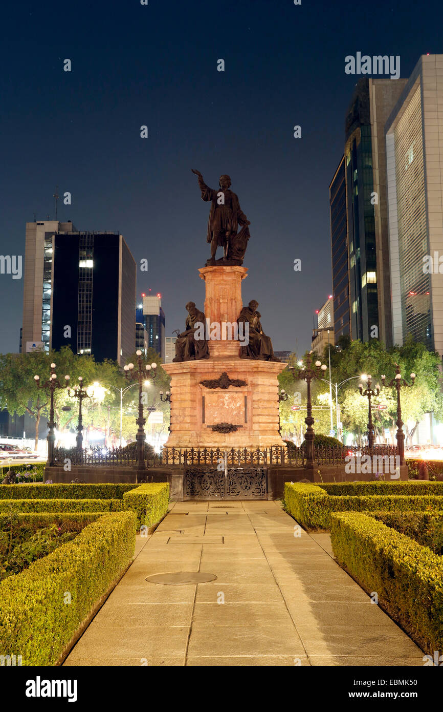Monumento a Colón, statue de Christophe Colomb, à Mexico, District Fédéral, Mexique Banque D'Images