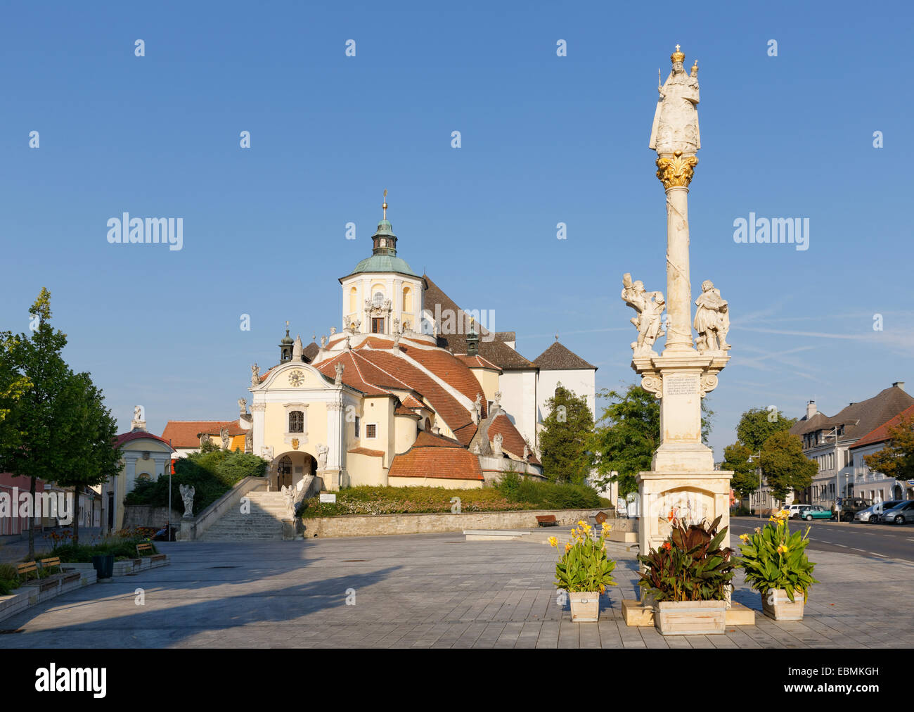 Le Calvaire l'église ou l'Église Haydn et la colonne mariale, Eisenstadt, Burgenland, Autriche Banque D'Images
