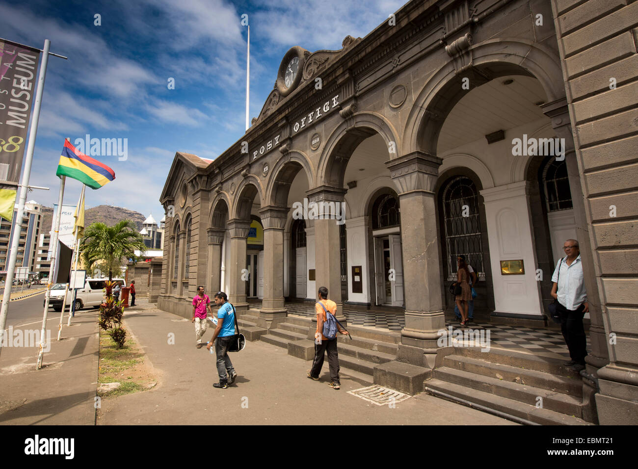 L'Ile Maurice, Port Louis, Caudon Waterfront, chef de l'époque coloniale historique immeuble du bureau de poste et Musée Postal Banque D'Images
