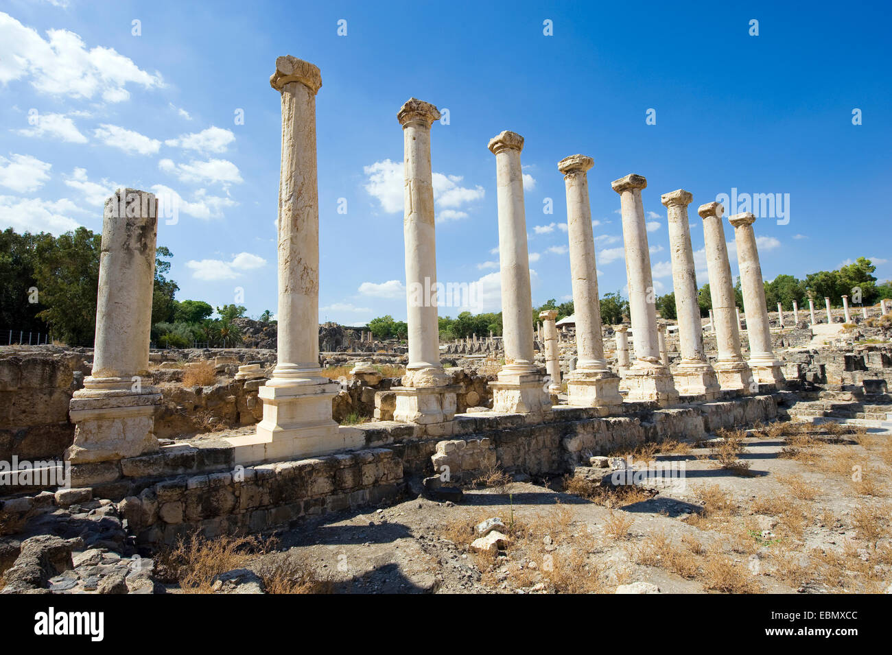 Ruines de la période romaine à Beit She'An en Galilée en Israël Banque D'Images