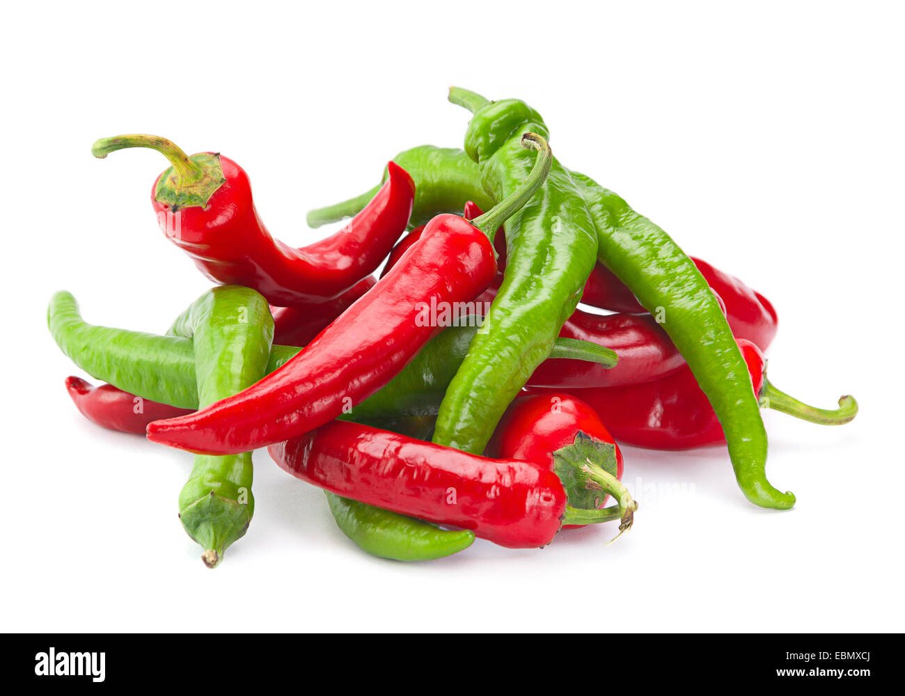 Piment rouge et vert isolated on white Banque D'Images