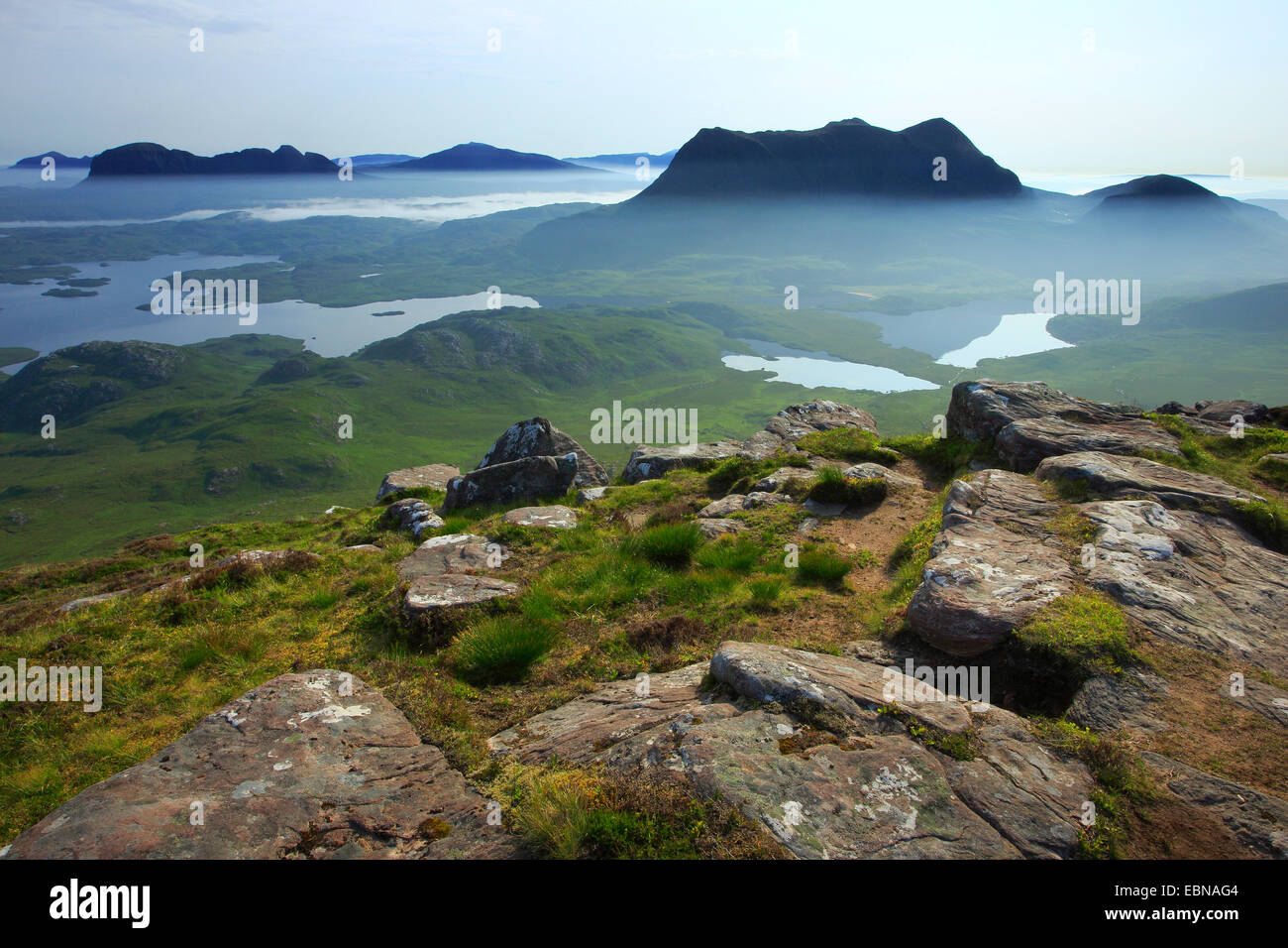 Vista sur Suilven et Cul Mor, Royaume-Uni, Ecosse, Sutherland Banque D'Images