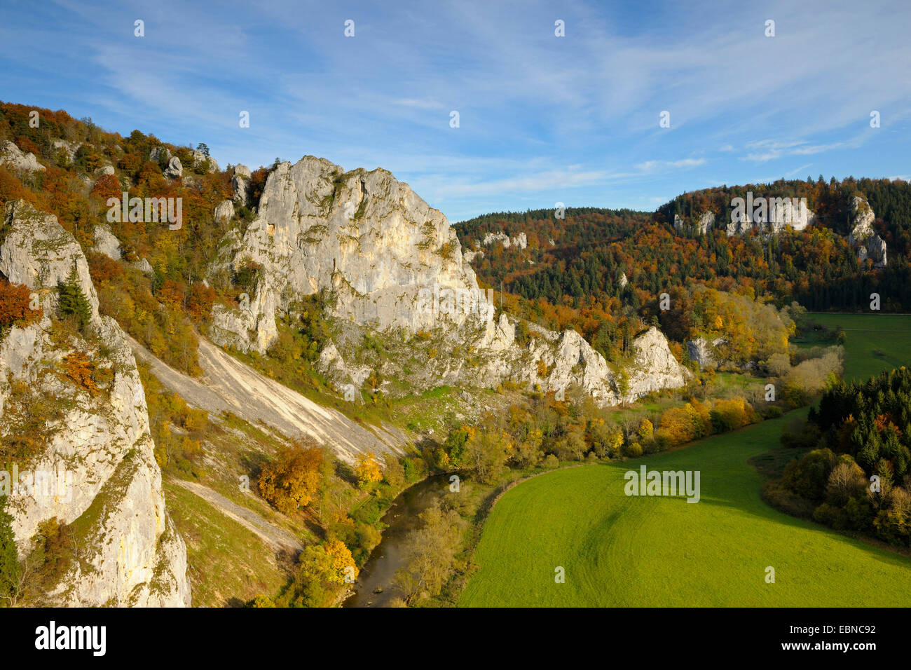La vallée du Danube en automne, l'Allemagne, Bade-Wurtemberg, Jura Souabe Banque D'Images