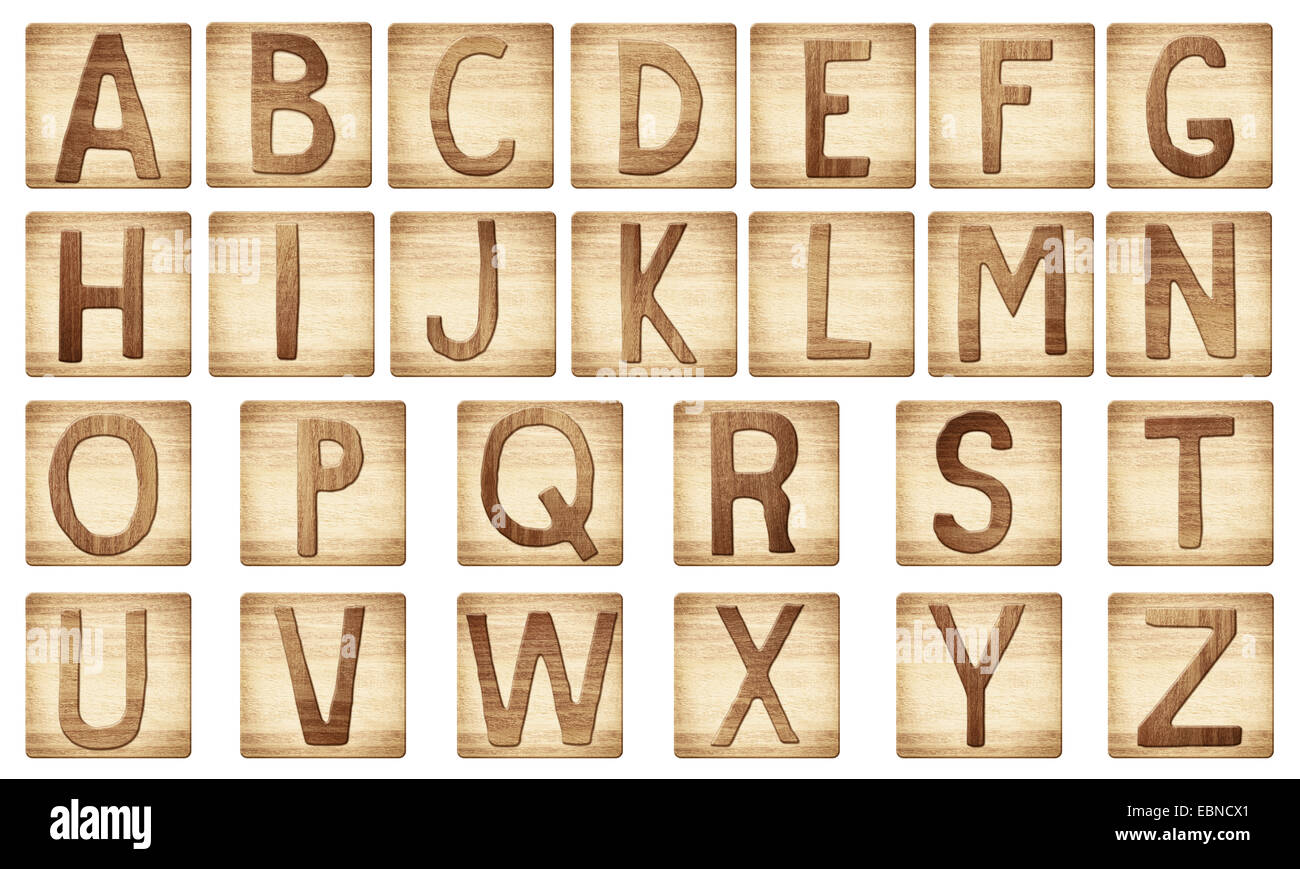 Lettres alphabet blocks en bois Banque D'Images