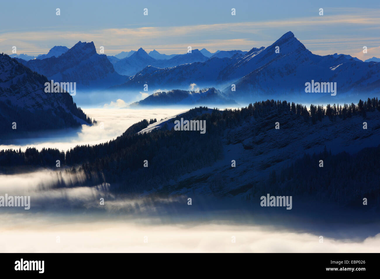 Vue de Kronberg à Mattstock de montagnes, la Suisse, Appenzell Banque D'Images